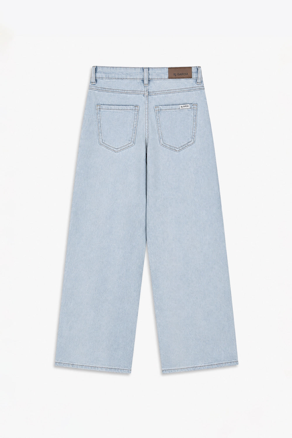 Girls Branded Wide Leg Denim pant - L/Blue