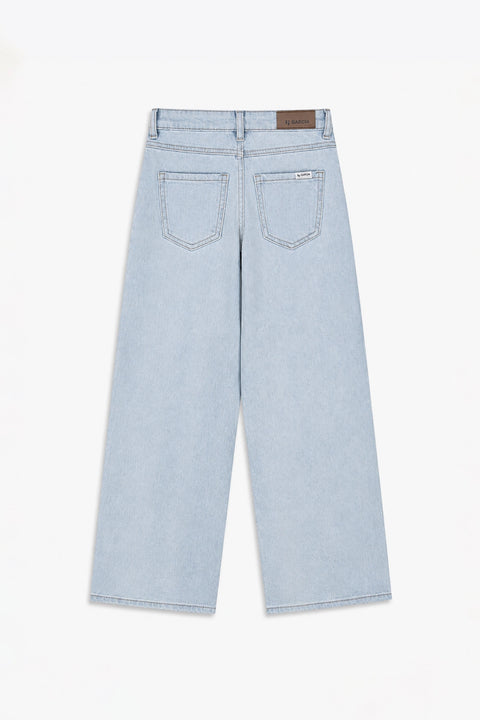 Girls Branded Wide Leg Denim pant - L/Blue