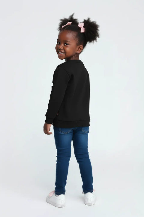Girls Branded Embellish Sweatshirt - Black