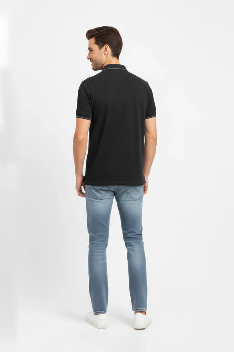 Men Branded Polo - Black
