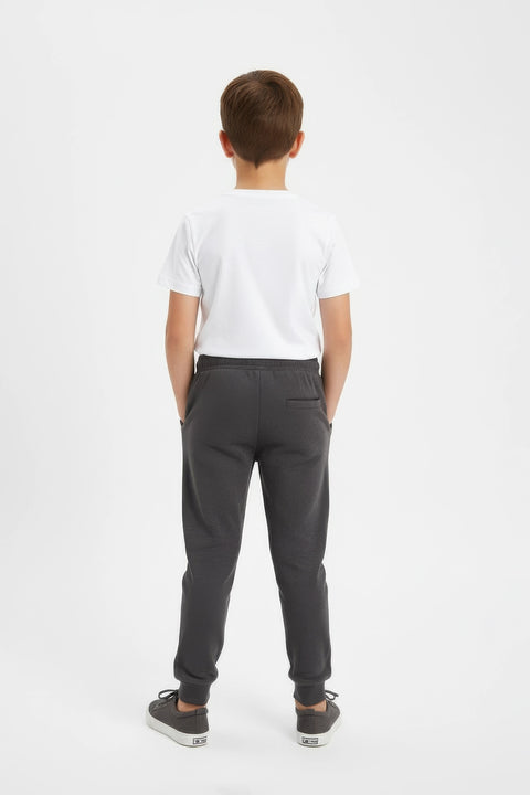 Boys Branded Fleece Trouser - D/Grey