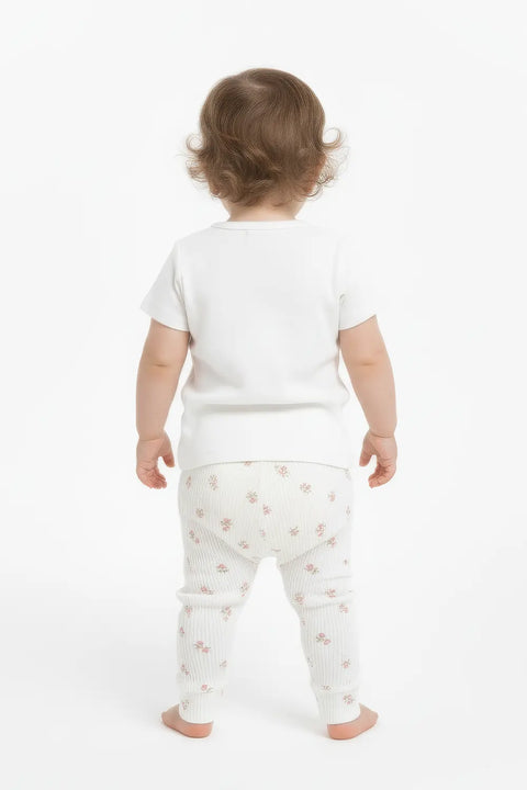 Girls Branded Trouser - White