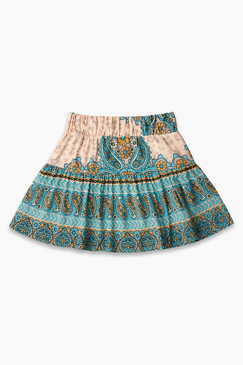 Girls Graphic Linen Mini Skirt - Multi