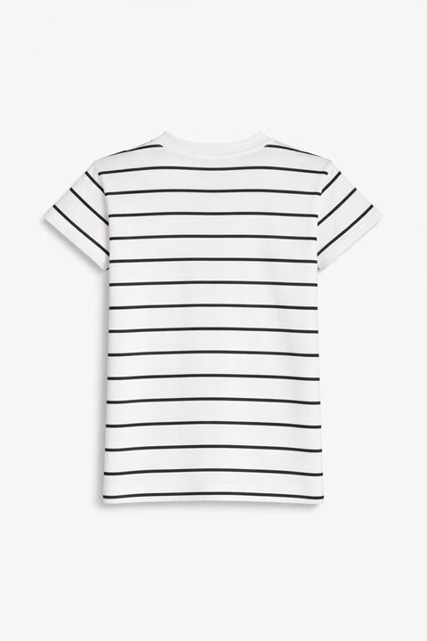 Boys Branded Stripes T-Shirt - White