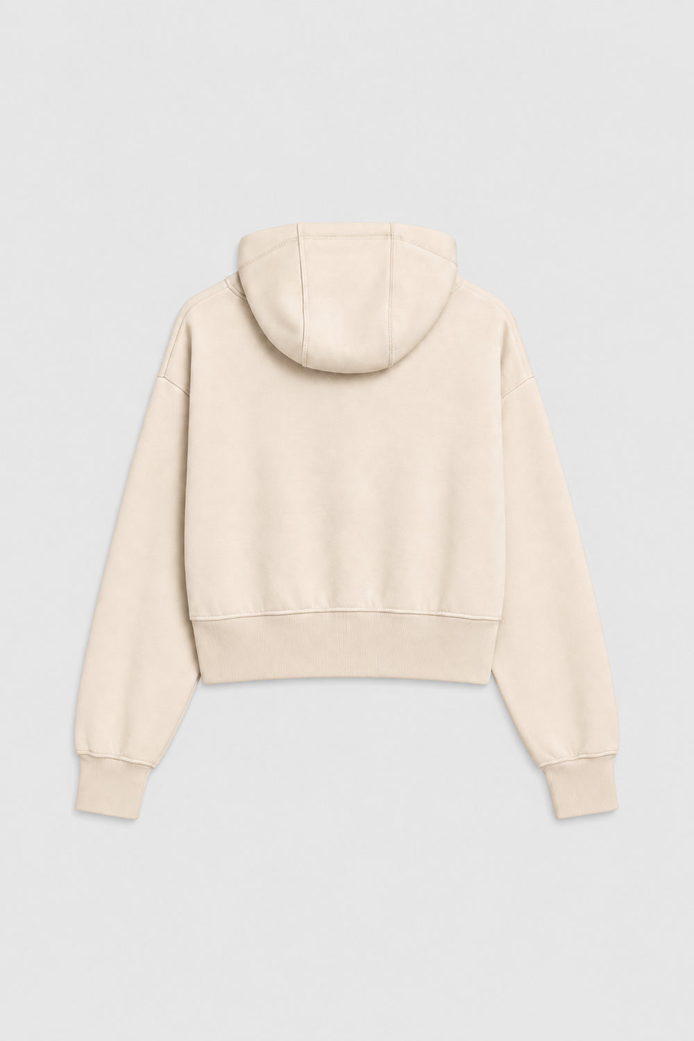 Women Branded Fleece Croppped Zipper Hoodie - Cream
