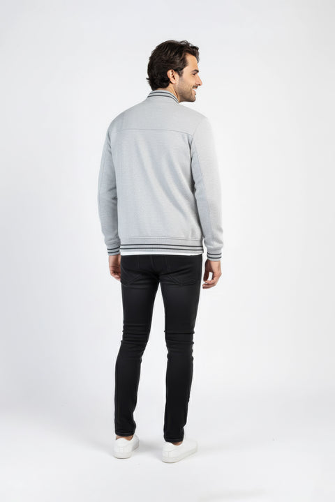Men Pique Zipper Jacket MJT02 - Heather Gray