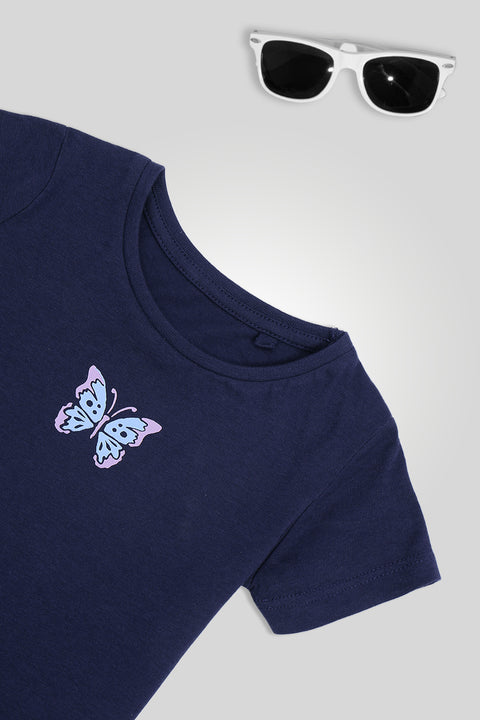 Girls Branded Graphic T-Shirt - Navy