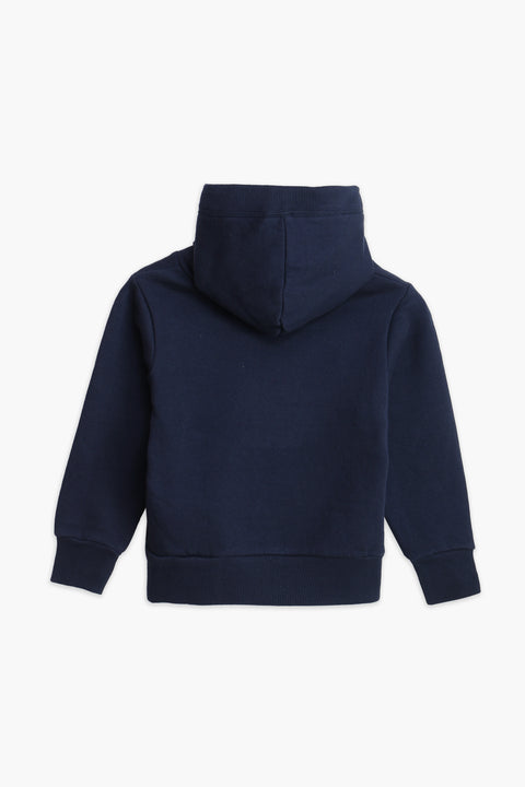 Boys Branded Pullover Hoodie - Navy