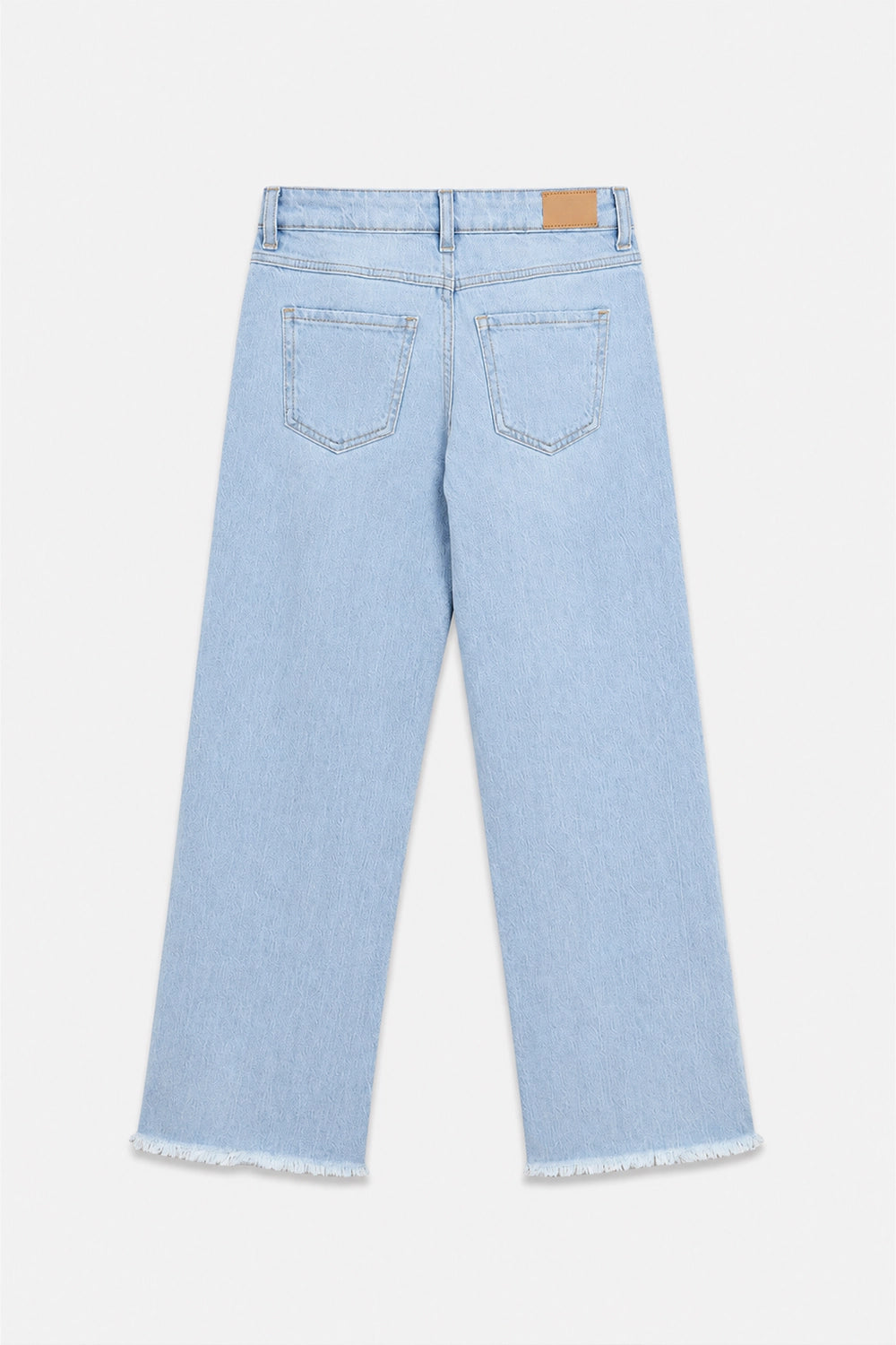 Girls Branded Wide Leg Denim pant - Ice Blue