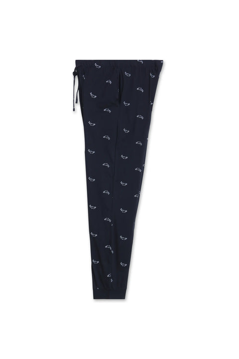 Men Branded Printed Trouser - Navy