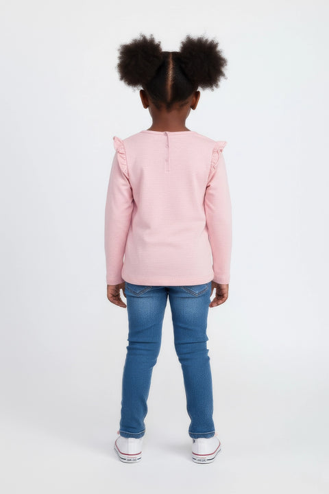 Girls Branded Graphic T-Shirt F/S - Peach