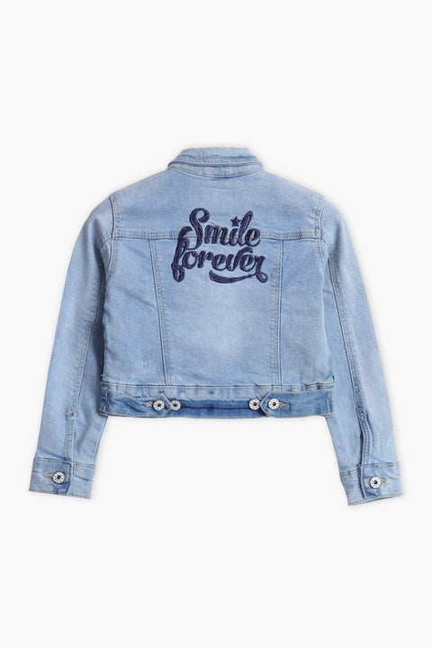 Girl Branded Denim Jacket - L/Blue