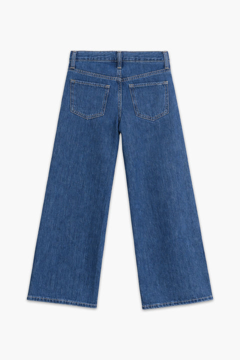 Girls Branded Wide Leg Jeans  - M/Blue