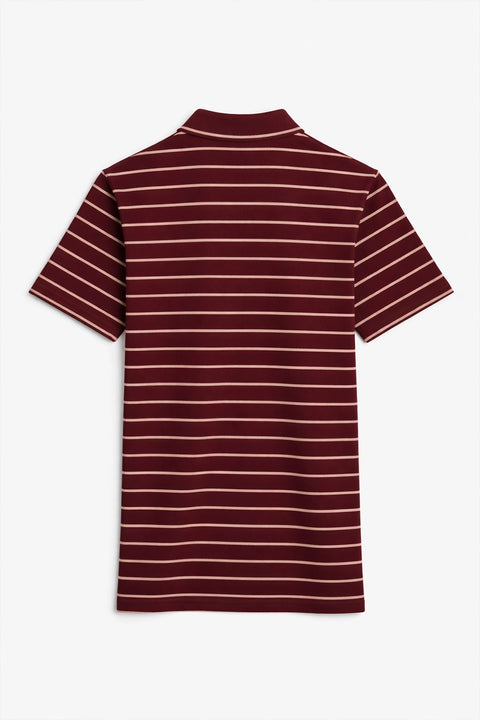 Men Pique Stripes Polo - Maroon