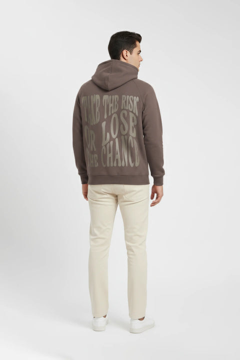 Men Branded Pullover Hoodie - L/Brown