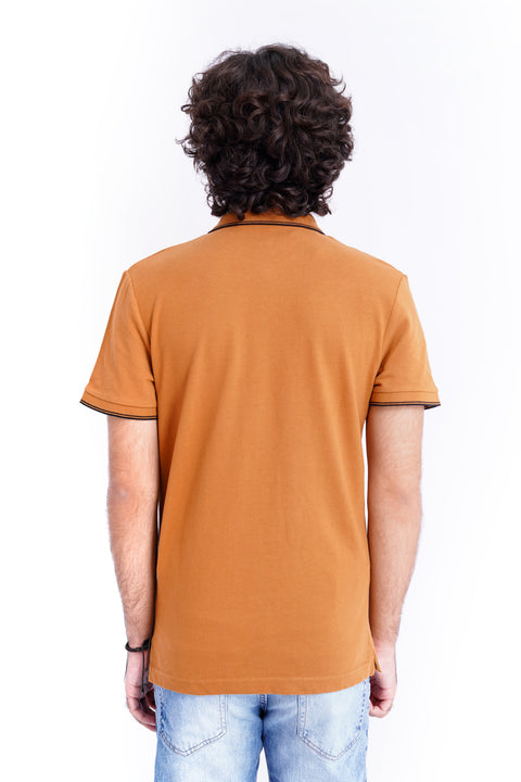 Men Branded Polo - Brown