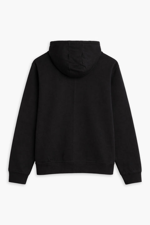 Men Branded Printed Fleece Hoodie - Black