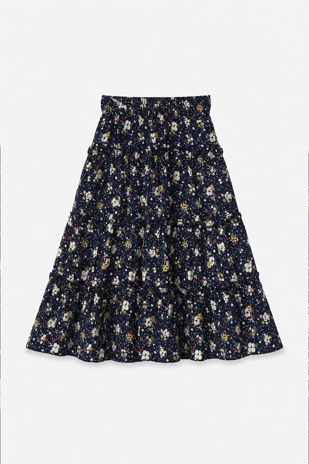 Girls Printed Long Skirt - Navy Blue