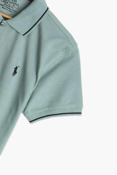 Men Pique Polo - L/Green
