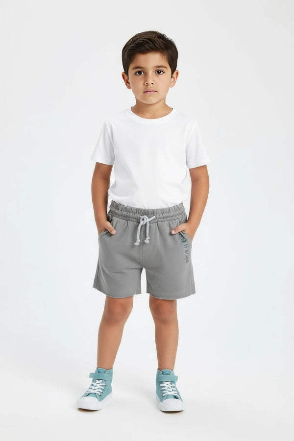 Boy Branded Graphic Terry Short - Gray