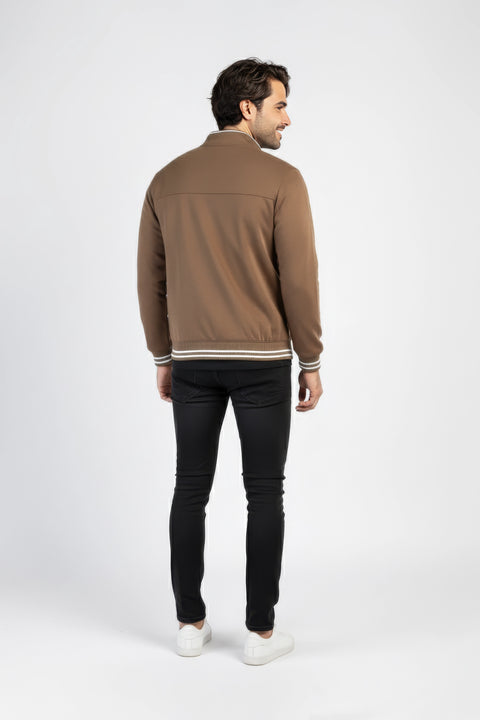 Men Quilt Tipping Zipper Mocknek MMQT06 - Olive