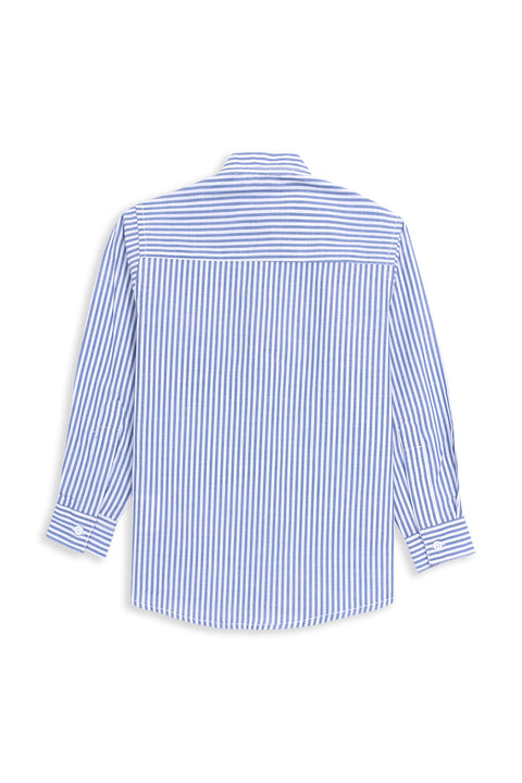 Boys Band Collar Casual Lining Shirt BCS24#07 - Blue