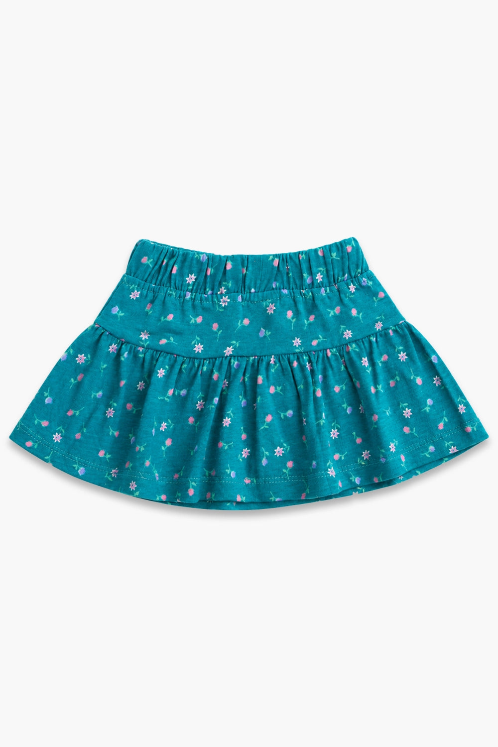 Girls Graphic Cotton Mini Skirt - Green