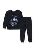 Boys Graphic Loungewear Jogger Suit FBLS03 F/S - Black