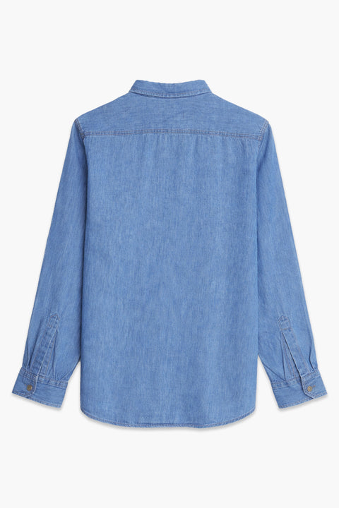 Men Denim Shirt DBP Pocket MDS23-03 - L/Blue