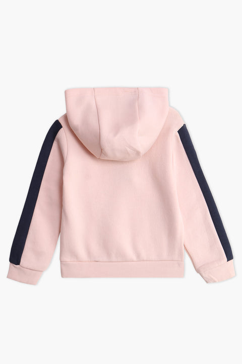 Girls Branded Pullover Hoodie - Baby Pink