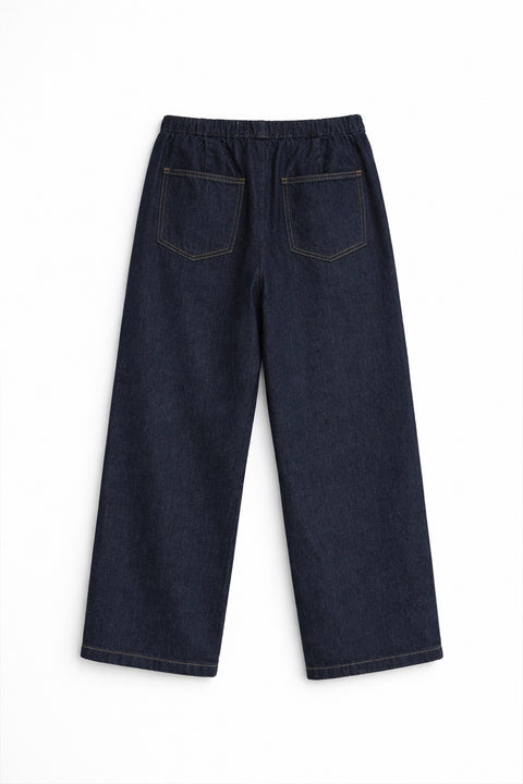 Women's Branded Wide Leg Jeans - D/BLUE
