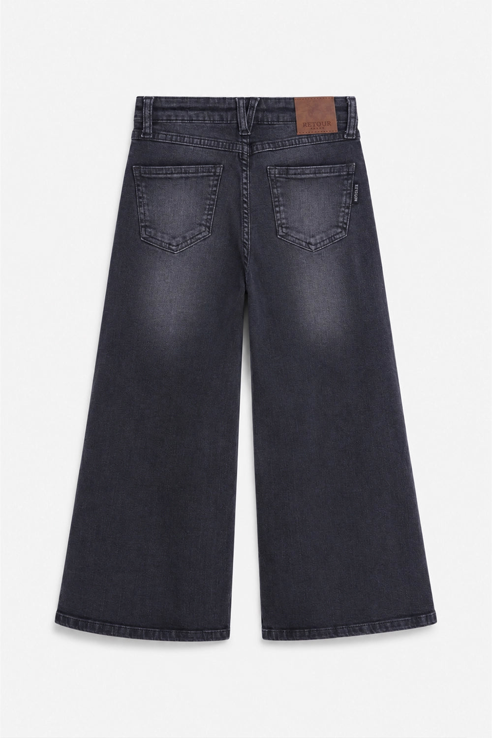 Girls Branded Wide Leg Denim pant - D/Grey