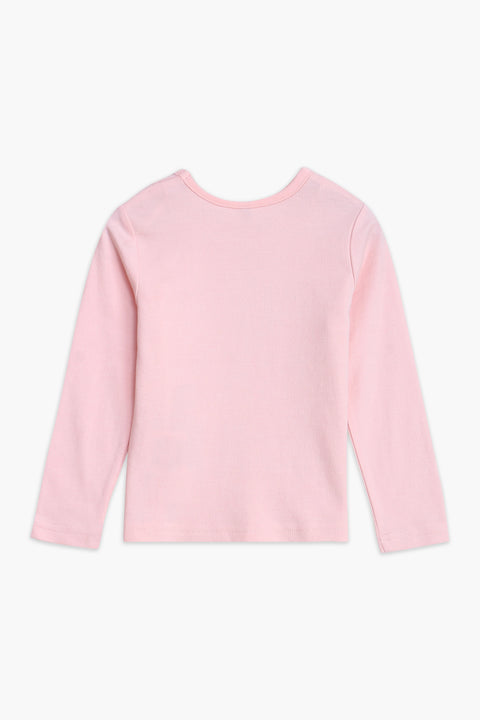 Girls Branded Sequins T-Shirt F/S - Baby Pink