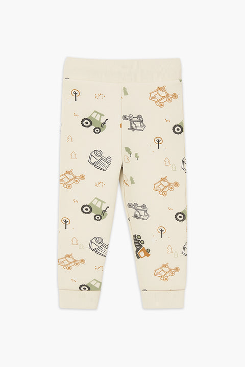 Boys Branded Graphic Trouser - Cream
