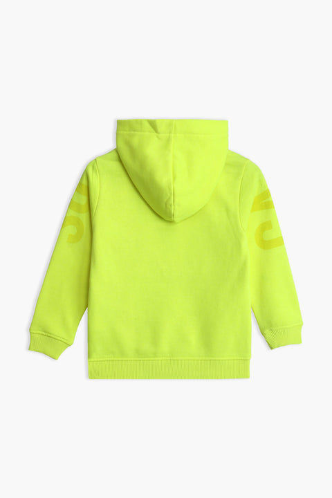 Boys Branded Pullover Hoodie - Neon Green