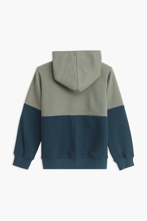 Boys Branded Zipper Hoodie - Olive