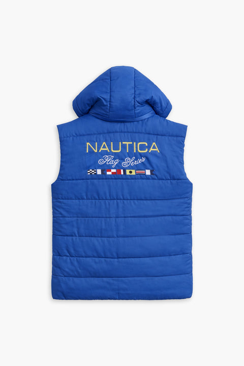 Men Branded Puffer Jacket Sleeveless - Royal Blue