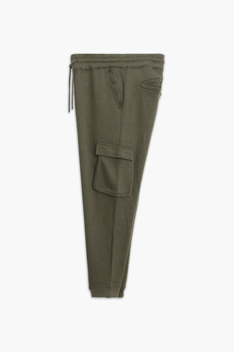 Men Branded Fleece Cargo Trouser - Olive