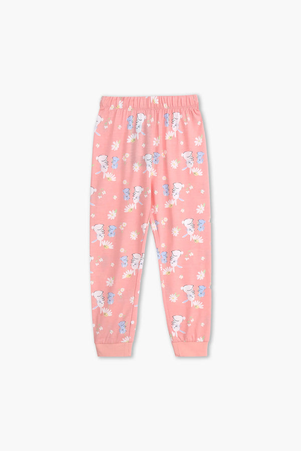 Girls Branded Graphic Trouser - Peach