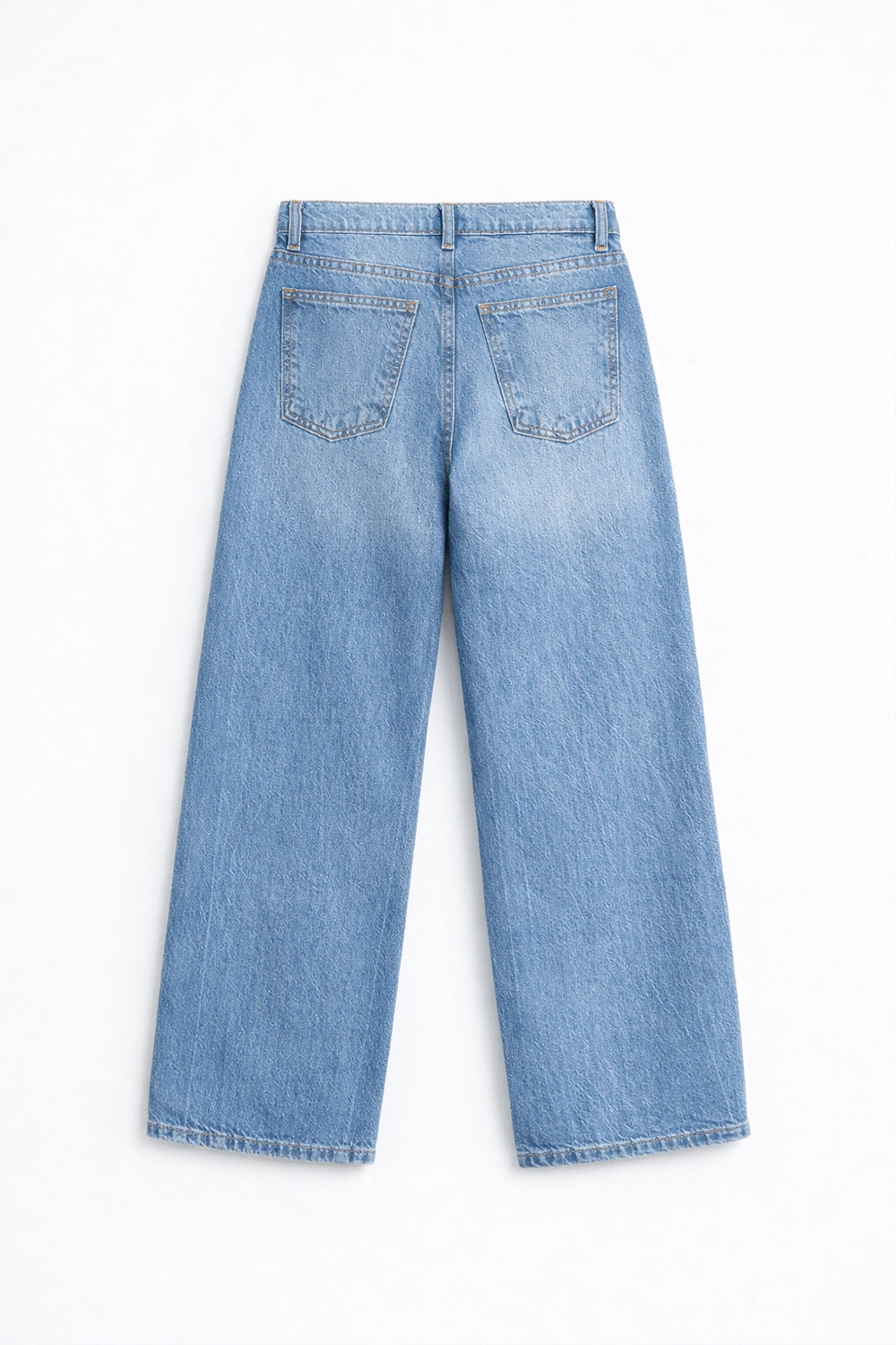 Girls Branded Wide Leg Denim pant - M/Blue