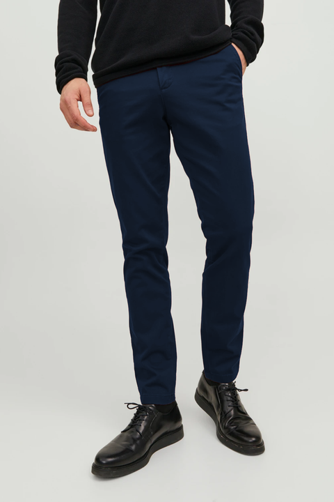 Men Stretch Chino (Brand: jack & Jones) - Navy Blue