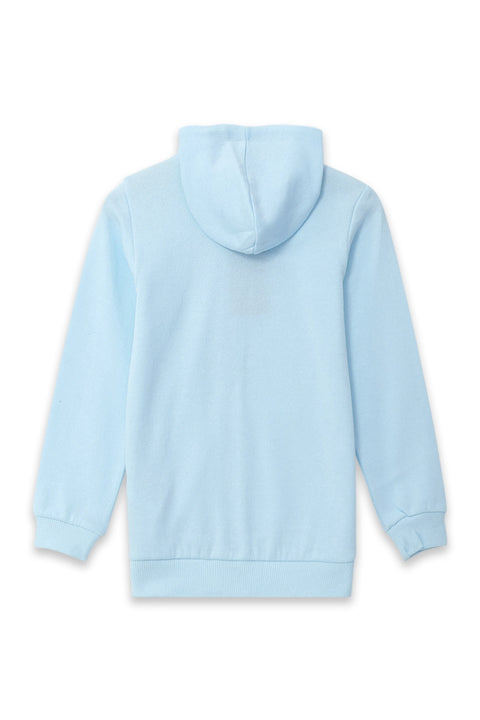 Girls Branded Fleece Hoodie Zipper -  L/Blue