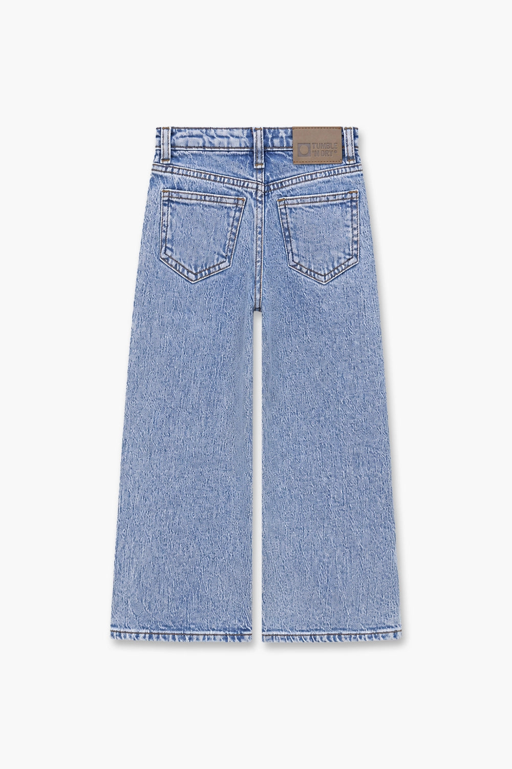 Girls Branded Wide Leg Denim pant - M/Blue
