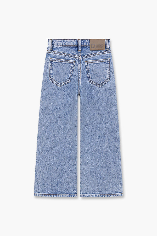Girls Branded Wide Leg Denim pant - M/Blue