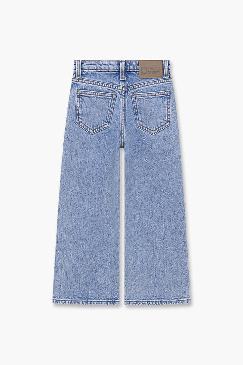 Girls Branded Wide Leg Denim pant - M/Blue