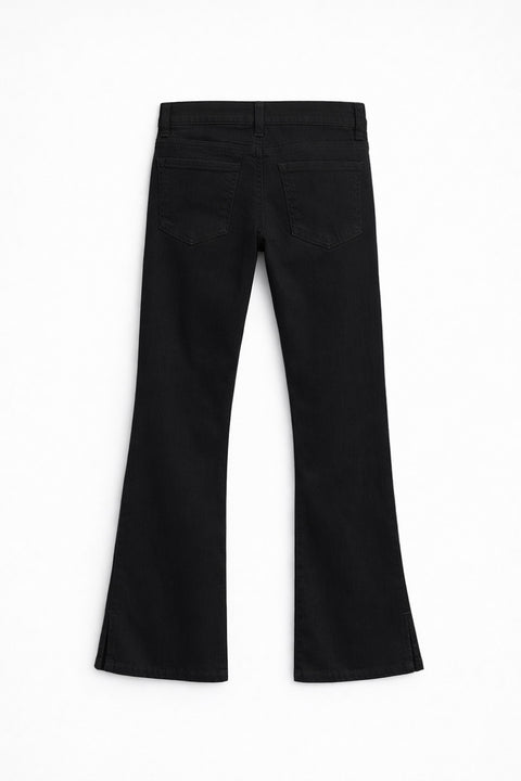Girls Branded Bell Bottom Denim pant - Black