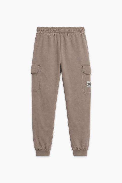 Boys Branded Cargo Fleece Trouser - L/brown