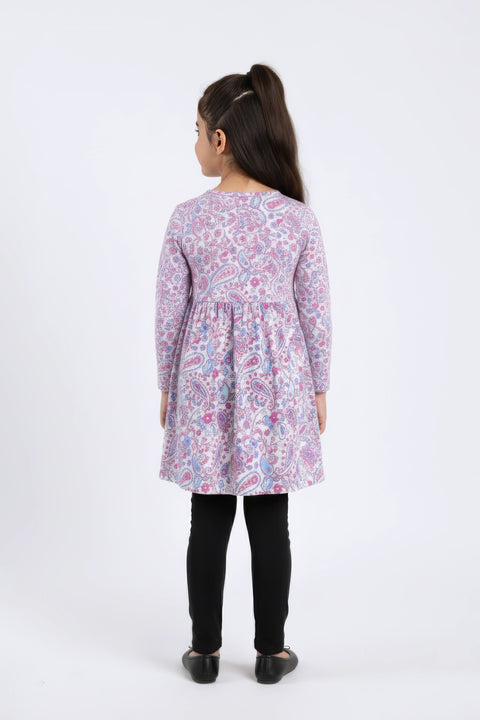 Girl Branded Graphic Frock - Multi