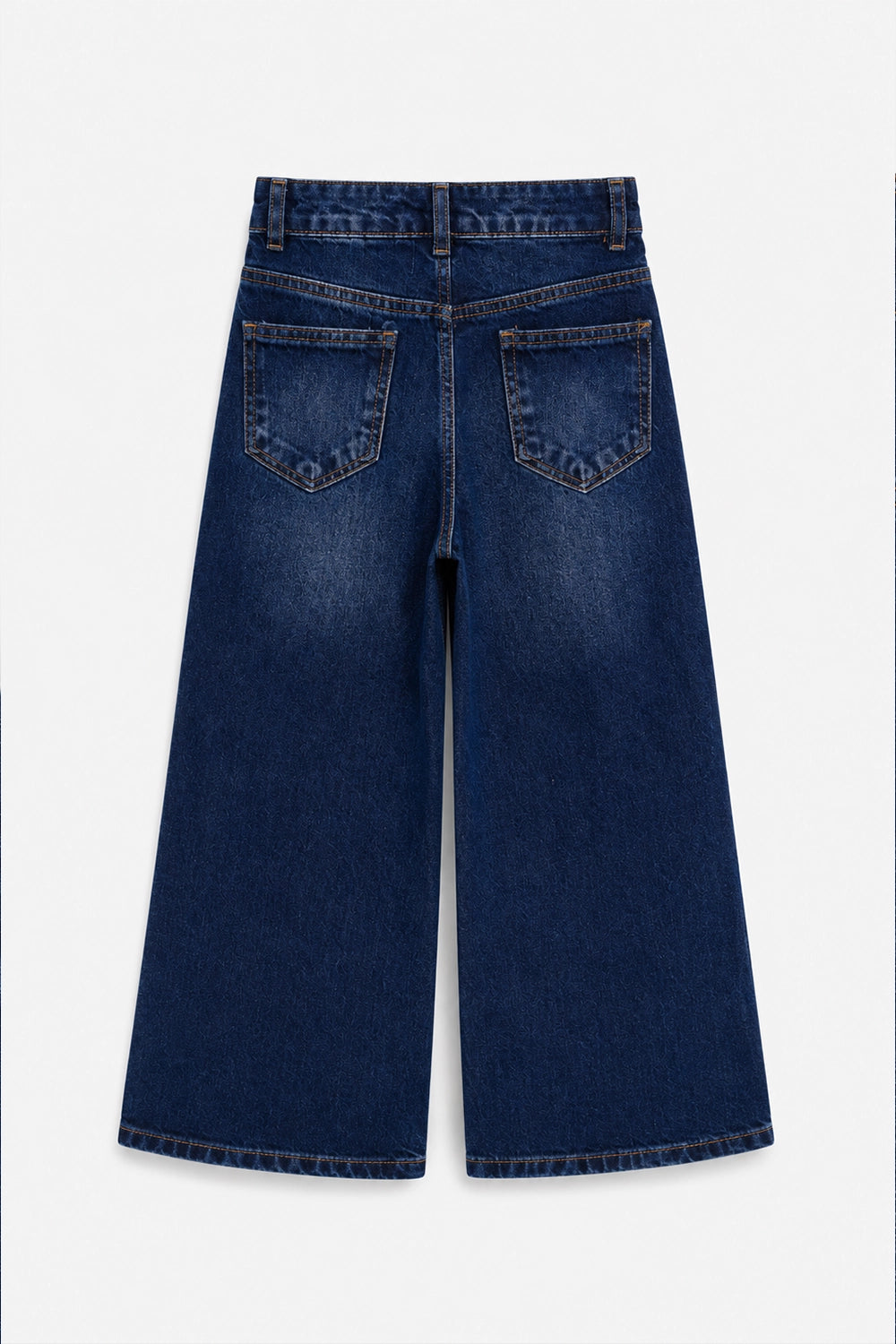 Girls Branded Wide Leg Denim pant - D/Blue