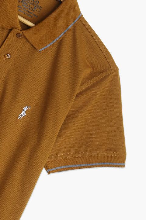 Men Pique Polo - Camel
